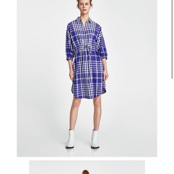 Zara Woman Blue Plaid Dress X-Large - Picture 13 of 15